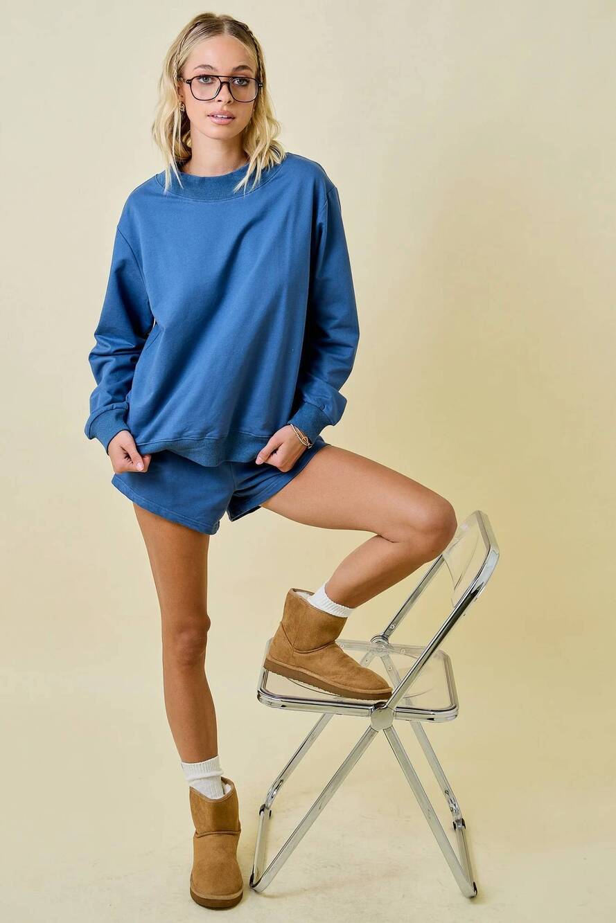NEW DAY + MOON madison oversized sweatshirt in denim blue - Picture 7 of 8